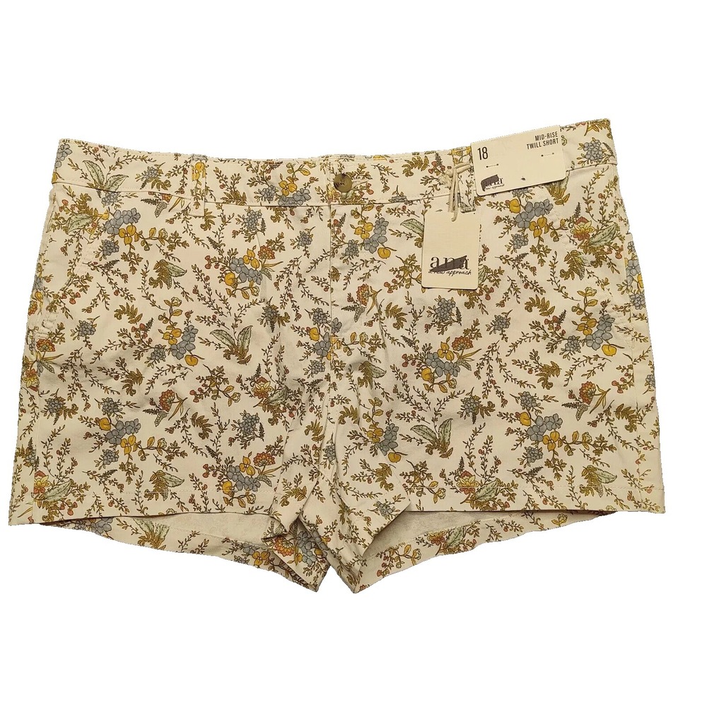 ANA Women Size 18 Brianne Floral Mid-Rise Twill 3.5"‎ Shorts  NEW